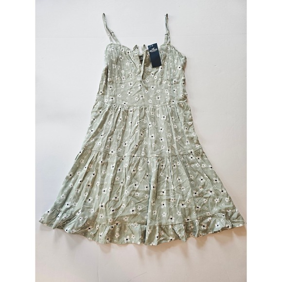 Hollister Dresses & Skirts - Hollister Floral Mini Dress Womens M Green Smocked Cottagecore‎ Summer